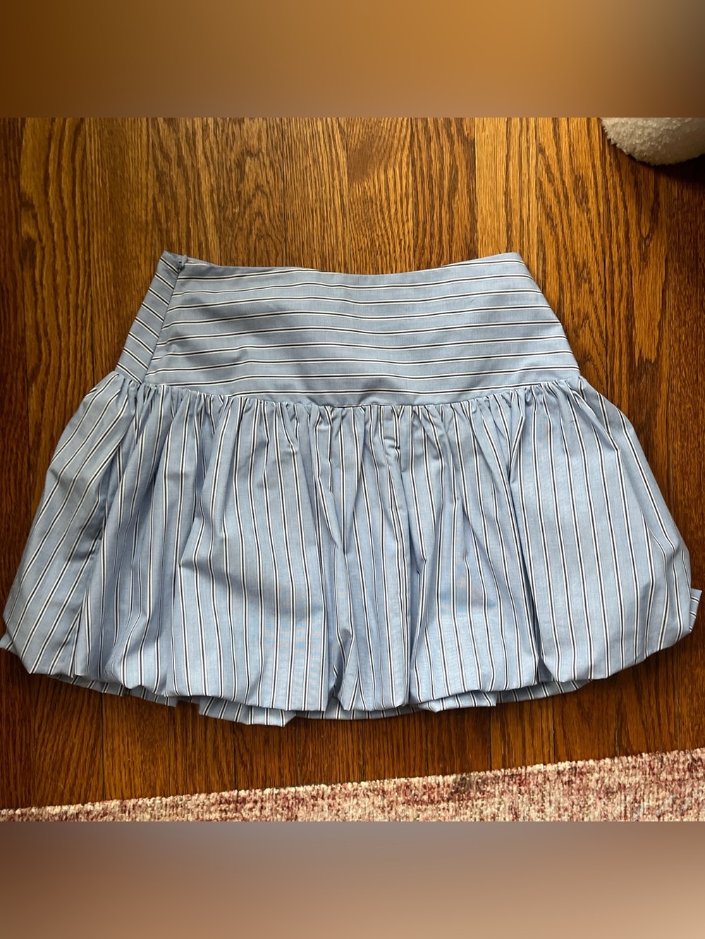 Light Blue Striped Tiered Mini Skirt